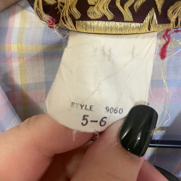 EJM Vintage Pastel Blue Checkered Short Sleeve Shirt Dress Collared Sz 5-6 VTG - Picture 5 of 11